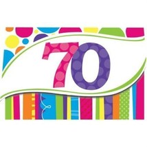 Bright &amp; Bold 70th Birthday Gatefold Invitations Paper 8 Pack Party Decoration - £12.67 GBP