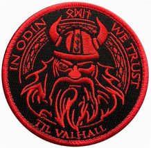 in Odin We Trust Viking God Patch [3.5 X 3.5 inch - Iron On Sew on - Red/Blk] - $8.99