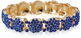 Nuovo Cohesive Jewels Decorato Color Oro Cristallo Blu Cz 6.5 &quot; Stretch - $19.54