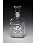 Thompson Irish Coat of Arms Whiskey Decanter (Sand Etched) - $64.05 CAD