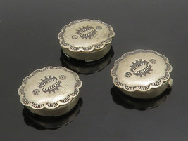 NAVAJO 925 Sterling Silver - Vintage 3 Piece Etched Button Covers Set - TR2069 - £75.61 GBP