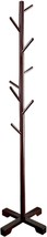 Wooden Coat Rack Stand With 8 Hooks Hall Tree Bamboo Coat Hanger, Brown - £28.43 GBP