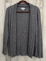 Kim Rogers Womens Black White Heathered Cardigan Sweater Size Medium  - $14.82