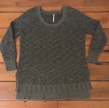 Free People Sage Green Bohemian Wool Blend Knit Lagenlook Baggy Sweater S 42&quot; - £23.27 GBP