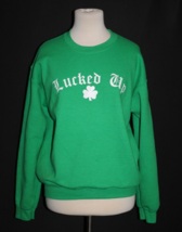 St. Patricks Day Sweatshirt Crewneck by Gildan Kelly Green &quot; Lucked Up&quot; ... - £14.35 GBP