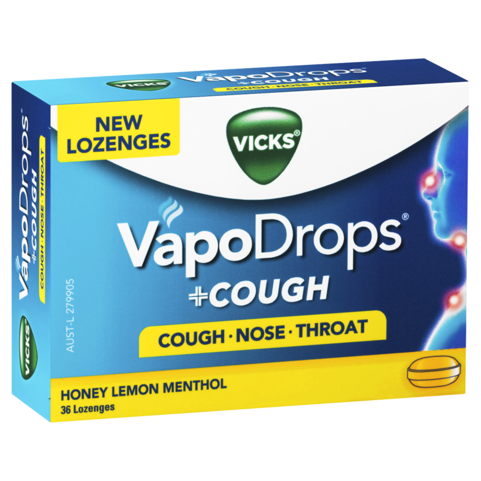 Vicks VapoDrops + Cough 36 Lozenges Honey Lemon Menthol - $76.00