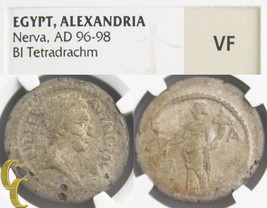 96-98 Nerva Billon Tetradrachm (VF NGC) Roman Egypt Alexandria Dikaiosyne Dike - £415.45 GBP