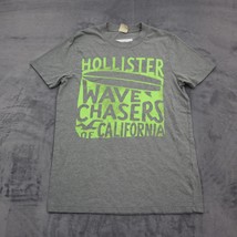 Hollister Shirt Mens S Gray Short Sleeve Crew Neck Graphic Print Knit Casual Tee - £18.22 GBP