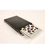 Ladies&#39; Business Card Case, Leopard Print, Metal w/Hinged Lid, PLT#7 - $7.79