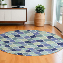 7&#39; Blue Round Hand Tufted Area Rug With UV Protection - $355.95