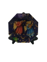 1996 Angel CATS Purple w Moon Stars Stain Glass Plate  - £9.46 GBP