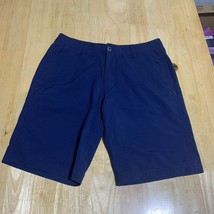 Under Armour Chino Shorts Men&#39;s 34 Blue Flat Front 10&quot; Inseam Polyester ... - $18.25