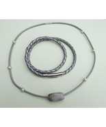 Braided metallic Bolo leather set: necklace - choker - wristband - bracelet - £40.21 GBP