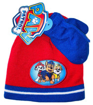 Childs Paw Patrol Winter Hat Mittens Childs Beanie Boys Red Blue Nickelodeon - £6.31 GBP