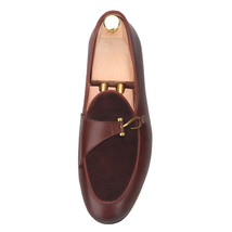 FERUCCI Brown Leather Loafer with Buckle Slippers Flat Prom Wedding - £156.90 GBP