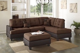 Kazan 3-Pieces Contemporary Style Sectional Sofa Set with Matching Ottoman - £974.36 GBP