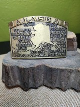 Alaska State City Spell Out Brass Tone Metal Belt Buckle  VTG USA - £19.46 GBP