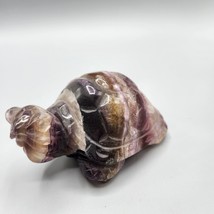 Flourite Banded Purple Turtle Figurine Hand Carved Stone Sculpture 788 Grams - £54.12 GBP