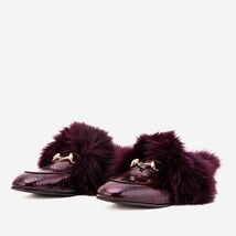 The Izmir Burgundy Patent Leather Natural Fur Women Slipper image 2