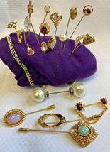 Vtg Victorian Stick Pin Lot Gold Plate / Filled Hat Lapel Jewelry Sarah ... - £71.81 GBP