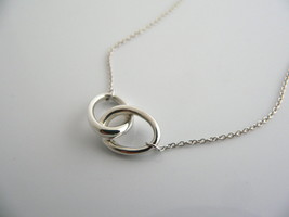 Tiffany &amp; Co Silver Necklace Peretti Interlocking Ovals Love Pendant 17.... - £237.34 GBP