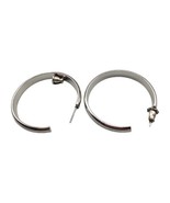 Signed Monet Hoop Pierced Earrings Women Silver Tone Light Weight - £11.87 GBP