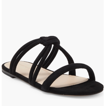 Stuart Weitzman Twist Knot Leather Slide Sandal, Designer Size 8, Black,... - $129.97