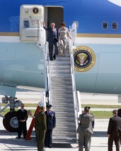 President George W. Bush and Laura exit Air Force One in NC 2003 Photo Print - $8.81+