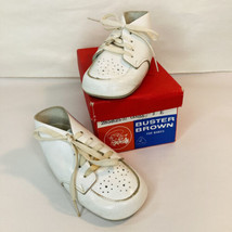 Buster Brown Baby Shoes Booties  3E White Leather W Original Box #285B25 Prop - £14.80 GBP
