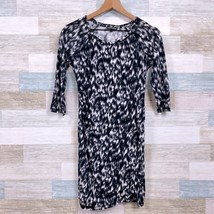 Express Side Ruched Bodycon T Shirt Dress Black White Print Casual Women... - £7.74 GBP
