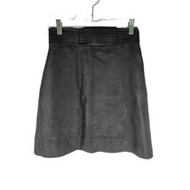 Kate Spade Black Cotton Silk Sateen Front Bow Gold Zip A-line Skirt Size 0 - $34.05