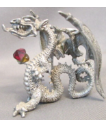 RARE 80&#39;s Pewter Figurine DRAGON with red Crystal Heart TSR D&amp;D Kevin O&#39;... - £27.53 GBP