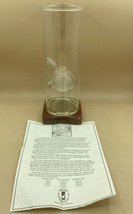 Wolfard Hand Blown Clear Oil Lamp Art Glass Wood Stand 13” Tall - £56.76 GBP
