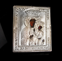 Vintage Russian Icon - silver hammered plaque - religious Christ on a cloth WALL - £146.17 GBP