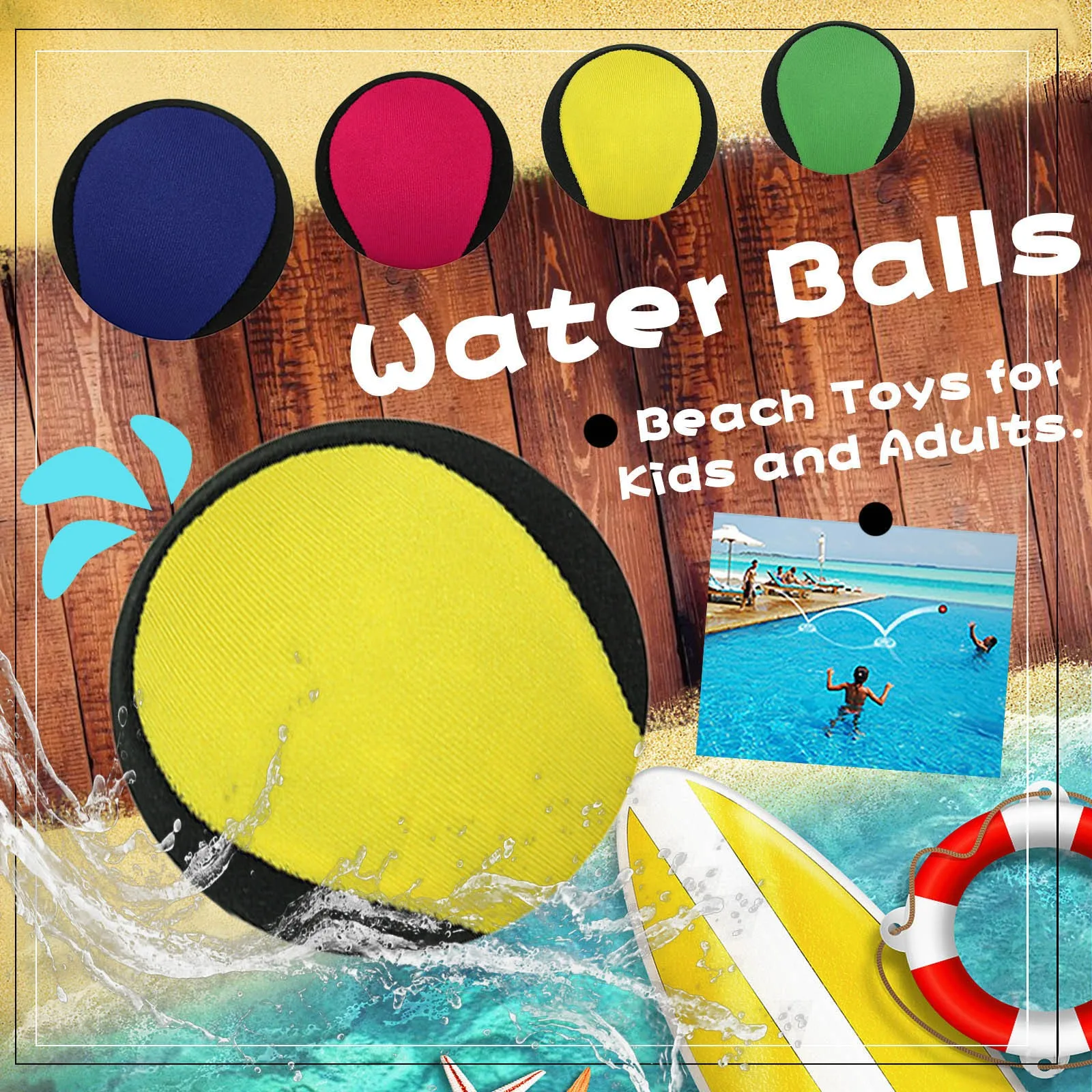Water Balls Bounce On Water Pool Ball Beach Toys For Kids &amp; Adults Toy Bea - £15.30 GBP+