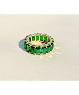 Natural Emerald Full Eternity Band 14K Gold Plated Matching Wedding Band... - £81.35 GBP