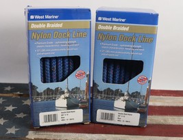 LOT of (2) West Marine Double Braided Nylon Dock Line 3/8&quot; X 15&#39; Rope (B... - €28,30 EUR