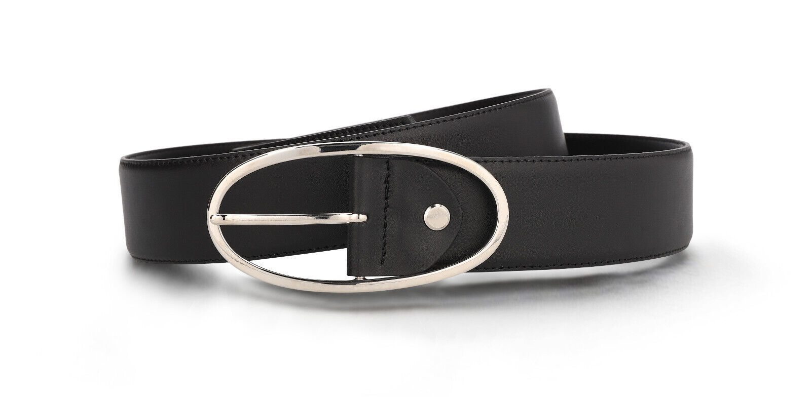 Womens vegan belt black apple skin casual elegant oval buckle clasp square tip