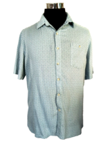 Batik Bay Island Casual Shirt Men&#39;s Size Large Green &amp; White w Tiny Blue Floral - £15.27 GBP
