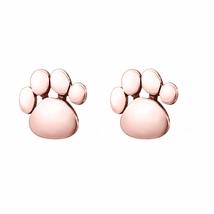 14K Rose Gold Plated Studs Dog Paw Print Earrings, Dainty Dog Earrings, Dog Paw  - £47.36 GBP