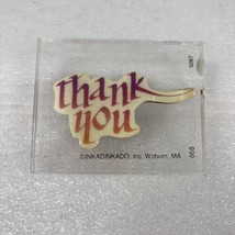Inkadinkado Thank You Rubber Stamp Clear Acrylic Block Mounted 806 9287 2.5 x 2&quot; - £7.09 GBP