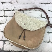 J. Jill Faux Suede Fleece Lined Leather Trimmed Western Bag Purse - £11.65 GBP