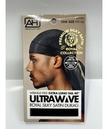 AH EXT RA LONG TAIL 40&quot; ULTRA WAVE ROYAL SILKY SATIN DURAG HFDR01 BLACK - £1.53 GBP