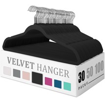 Premium Velvet Hangers 50 Pack, Heavy Duty Study Black Hangers For Coats... - £34.25 GBP