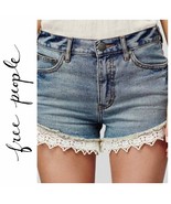 Free People jean cut off shorts white trim lace - $46.31 CAD