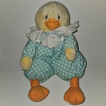 Moppity Sr Russ Duck Plush 16&quot; Stuffed Toy Easter Blue White Polka Dots - £67.21 GBP