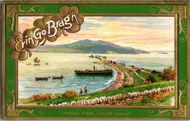 Vtg St. Patrick&#39;s Day Postcard Fahan Pier Lough Swilly, c1910, Winsch Embossed - £5.34 GBP