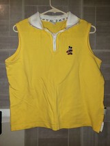 VTG Disney Women’s Sleeveless Polo Shirt Surfer Mickey Aloha Yellow Zip ... - £21.56 GBP