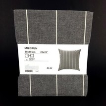 Ikea MILDRUN Pillow Cushion Cover Cotton 20&quot; x 20&quot; Gray Striped  New - $15.74