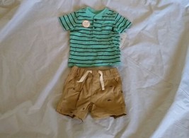 Just One You Baby Boy&#39;s 2 Pieces Striped Short Sleeve Blue Set Size 9M - £12.74 GBP